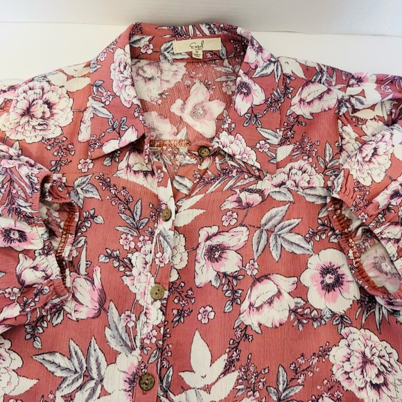 Easel Women's Baby Doll Flowy Dress Small Pink Taupe Color Button Front Ruffle - Picture 16 of 16